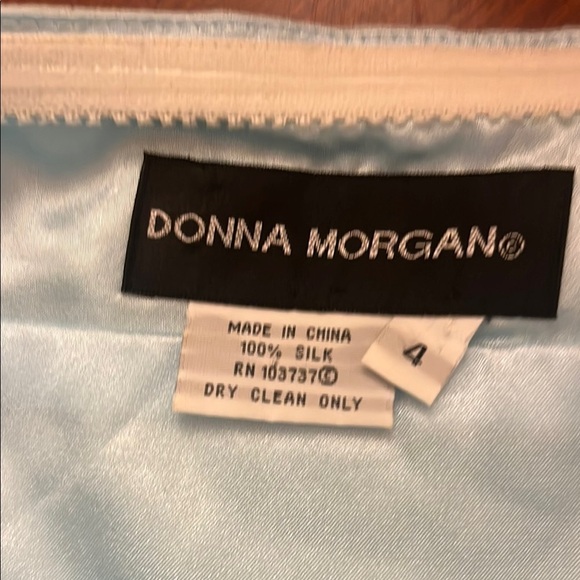 Donna Morgan Y2K Silk Halter Midi Dress Baby Blue Size 4 - Picture 4 of 7